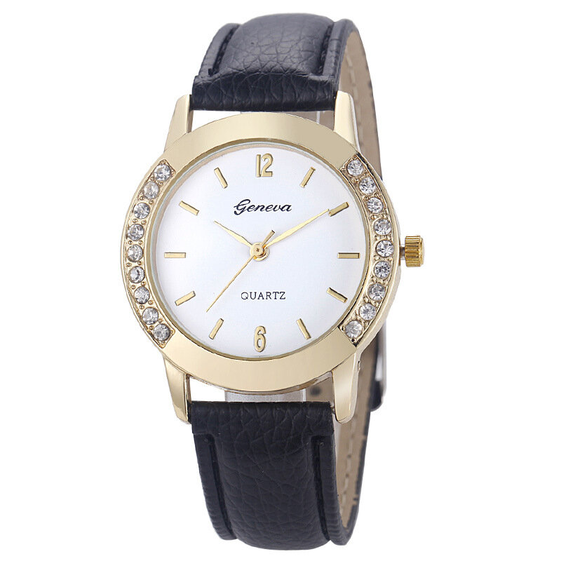 Nowa luksusowa marka skórzany kryształ kwarcowy zegarek kobiety panie mody na co dzień bransoletka zegarki na rękę zegar