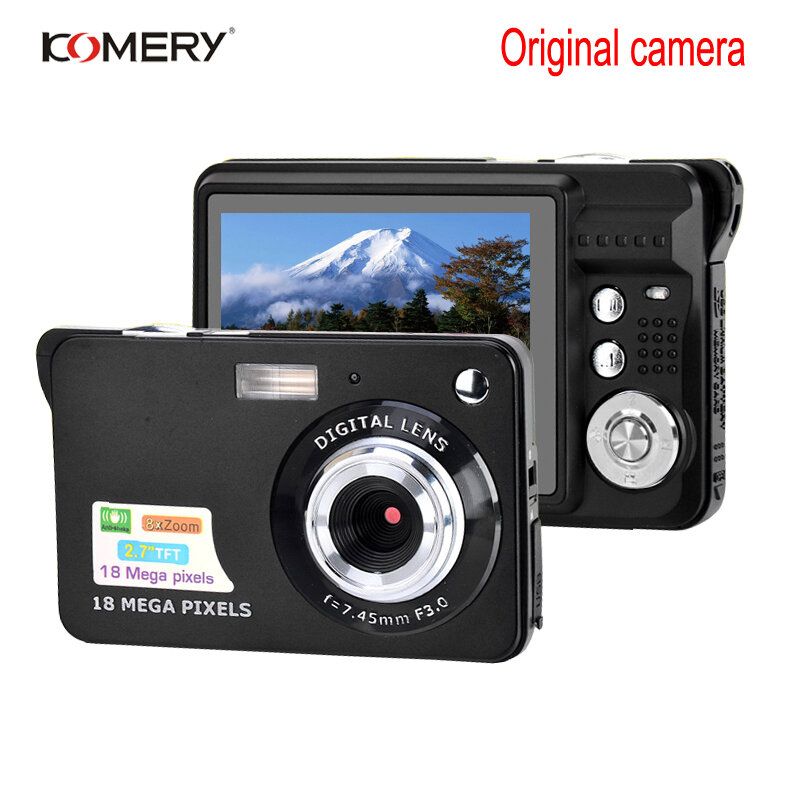 KOMERY-كاميرا رقمية أصلية CMOS, كاميرا رقمية أصلية 2.7 بوصة TFT شاشة CMOS 5.0 ميجا بيكسل مقاومة للاهتزاز تقريب رقمي 8X 1800 واط بيكسل كاميرا سيلفي لفيديو