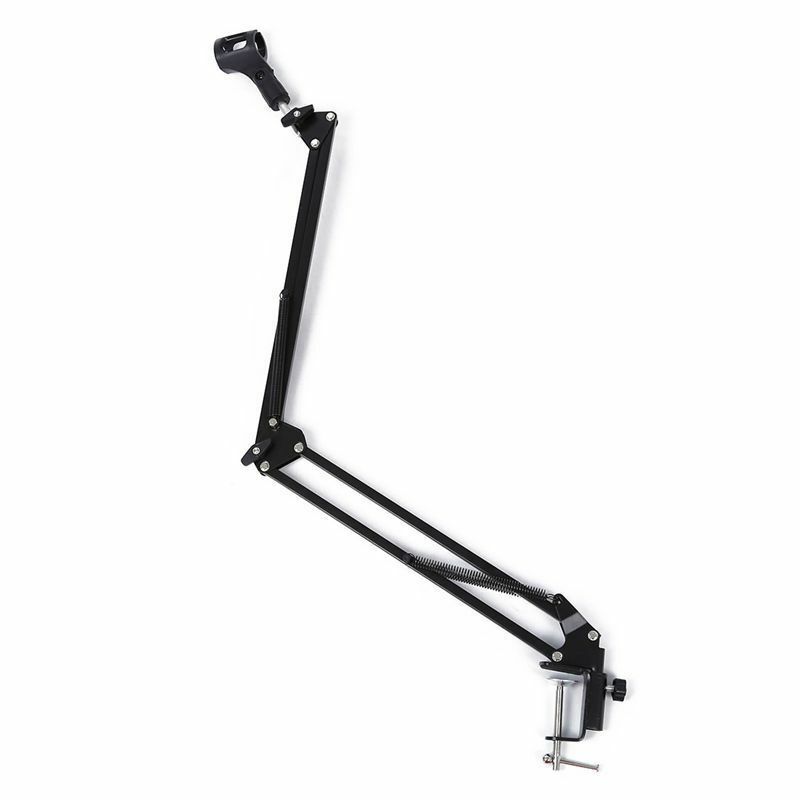 HFES Extendable Recording Microphone Holder Suspension Boom Scissor Arm Stand Holder with Microphone Clip Table Mounting Clamp