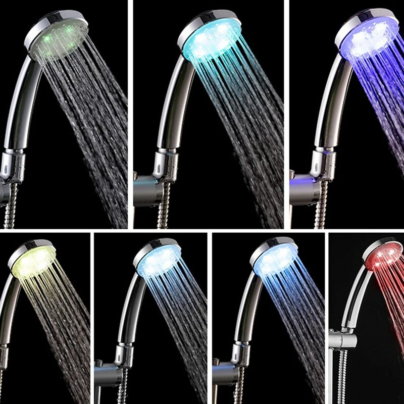 7สี LED หัว LED Rainfall เปลี่ยนหัวฝักบัวความดันอัตโนมัติน้ำตกฝักบัว Single ห้องน้ำ Showerhead
