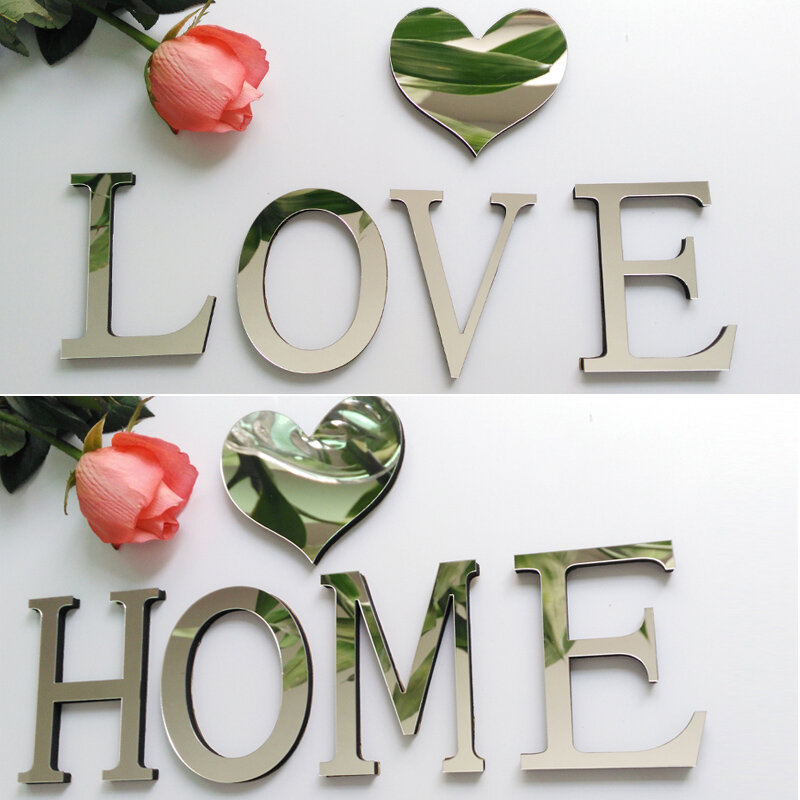 Nuovo specchio acrilico 3D adesivi murali fai da te adesivi lettere inglesi decorazione della casa personalità creativa speciale