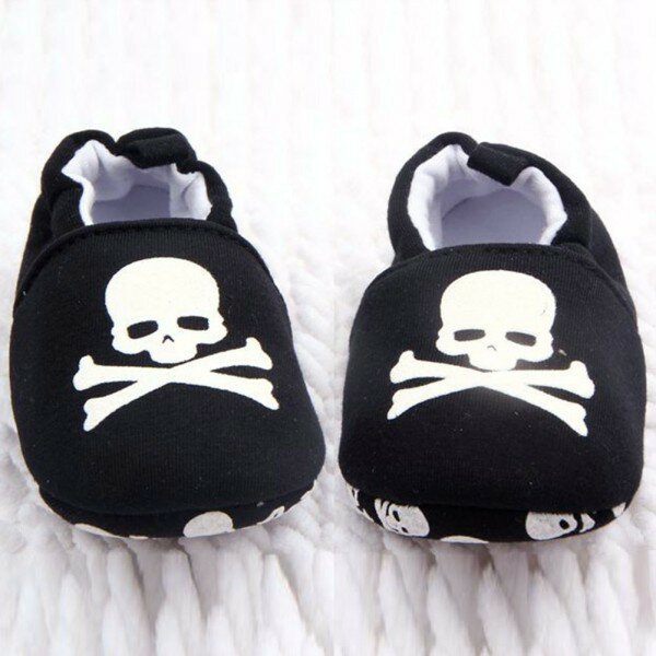 2019 venda quente prewalker infantil bebê unisex crânio/pirata impressão algodão macio sapatos de fundo