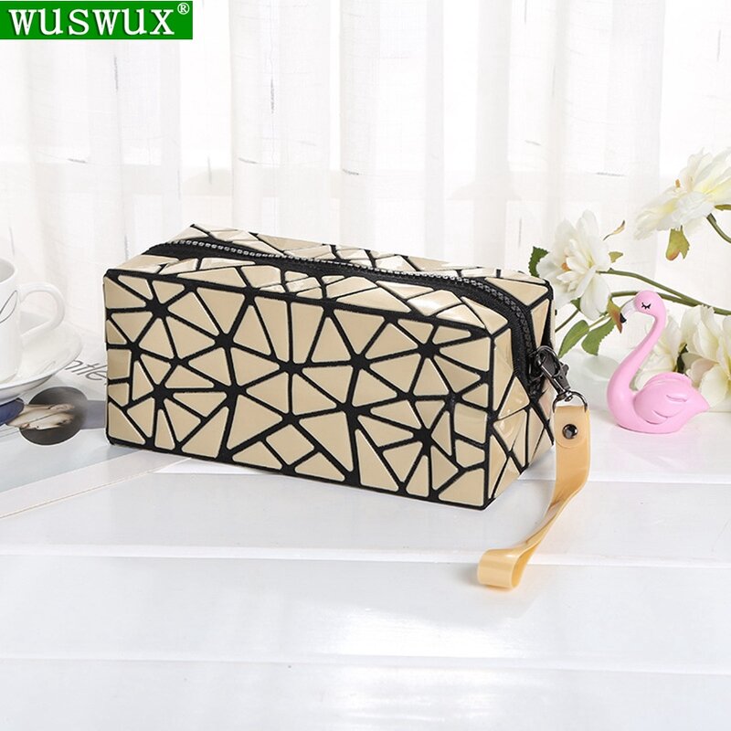 Sacchetto cosmetico di nuovo modo Geometrico pieghevole delle donne make up bag borsa da viaggio casuale sacchetto dell'organizzatore del sacchetto di caso di trucco di bellezza kit da toeletta del sacchetto