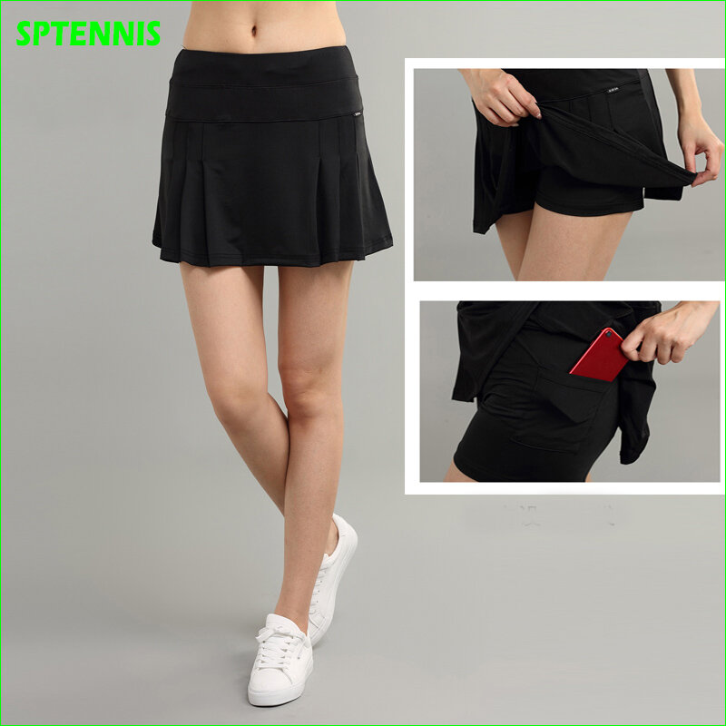 Nowy Pro tenis Badminton spódnica kobieta Sport PingPong spódnice z wewnętrzną kieszenią do piłki szybkie suche