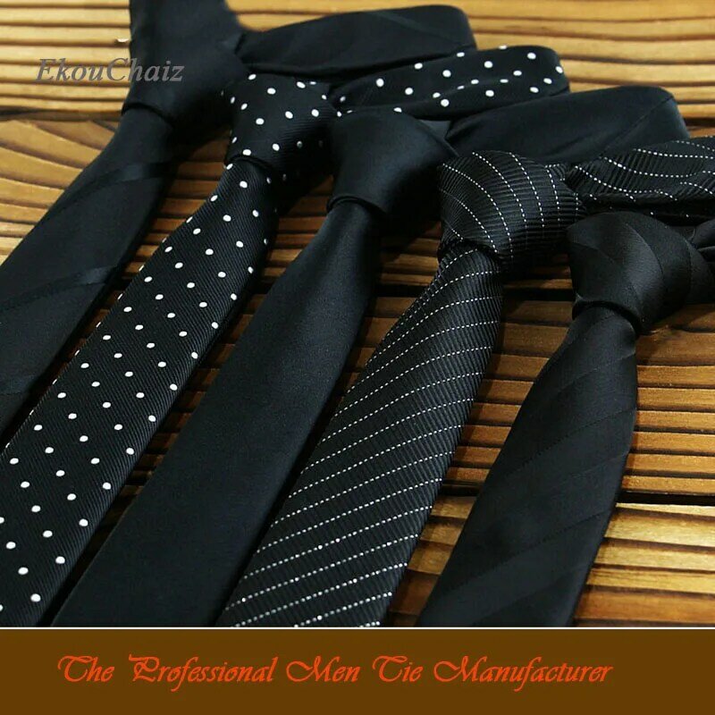 Gravatas clássicas pretas para homens, gravatas finas para negócios, festa de casamento, escritório, presente para homens