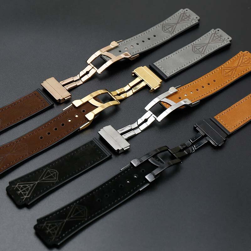 Cinturino in pelle accessori per orologi da uomo 19mm x 25mm per Hublot big bang fusion series sport cinturino in gomma impermeabile da donna