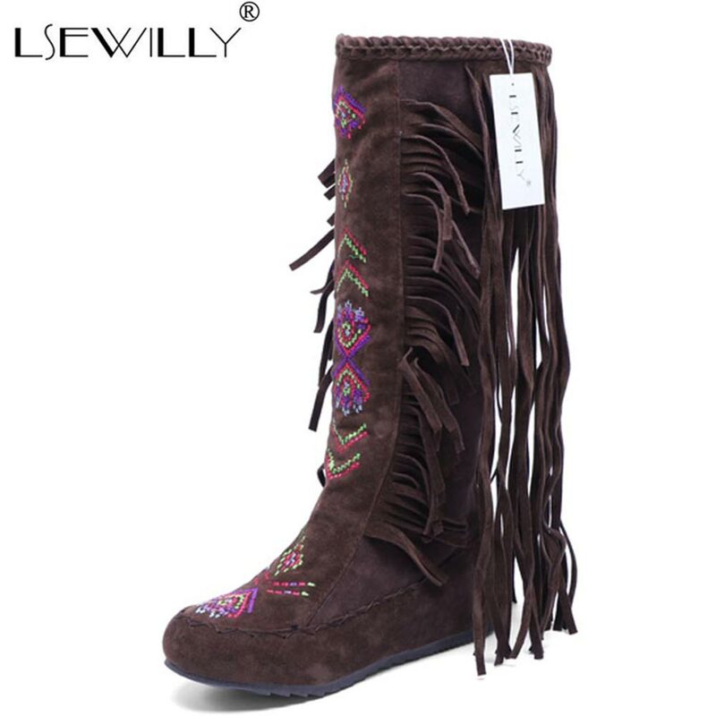 Lsewilly botas longas com borla, botas femininas de cintura alta de alta qualidade com borla, botas longas de casuais para mulheres, preto ou marrom aa253