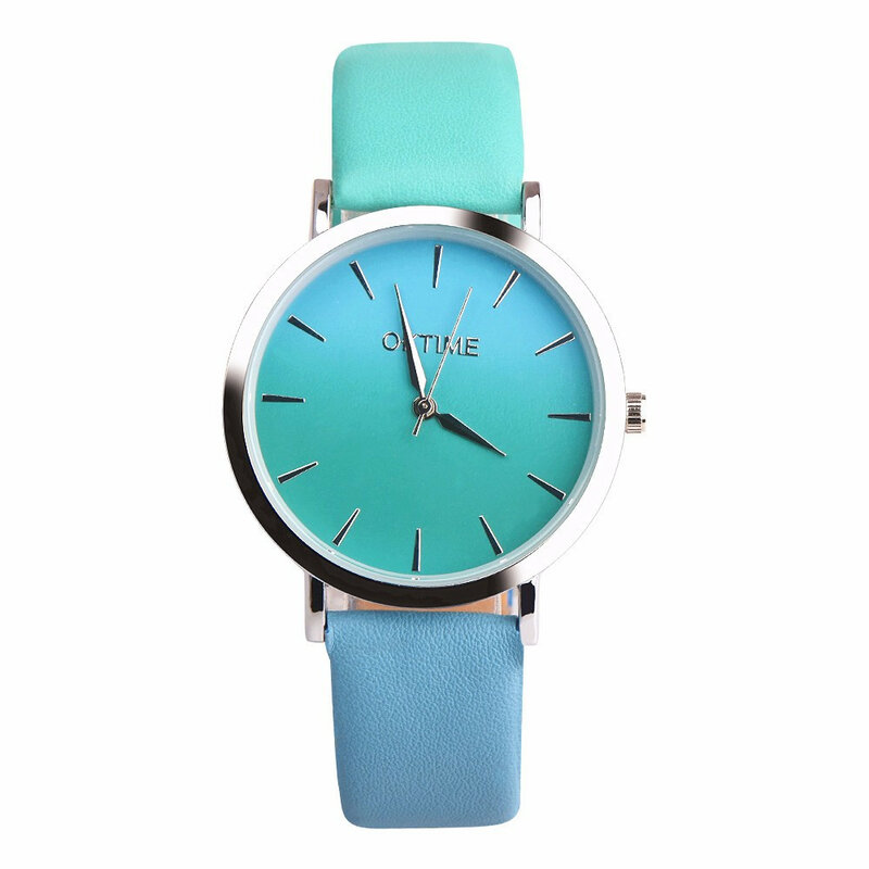 Moda senhoras mulheres relógios de pulso gradiente tie dye couro do plutônio quartzo relógios de pulso simples luxo pulseiras relógio reloj mujer
