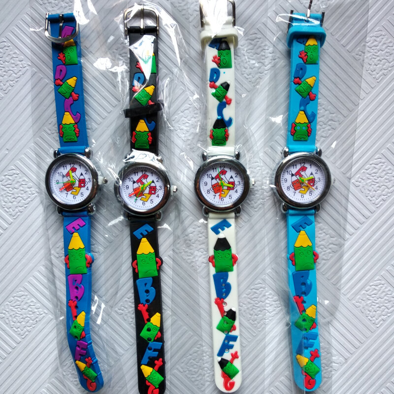 Zegar do nauki dziecka dobrej jakości zegarek dla dzieci dla dziewczynek chłopcy zegarki dla dzieci piórnik z nadrukiem głowy cyfrowy kwarcowy zegarek na rękę