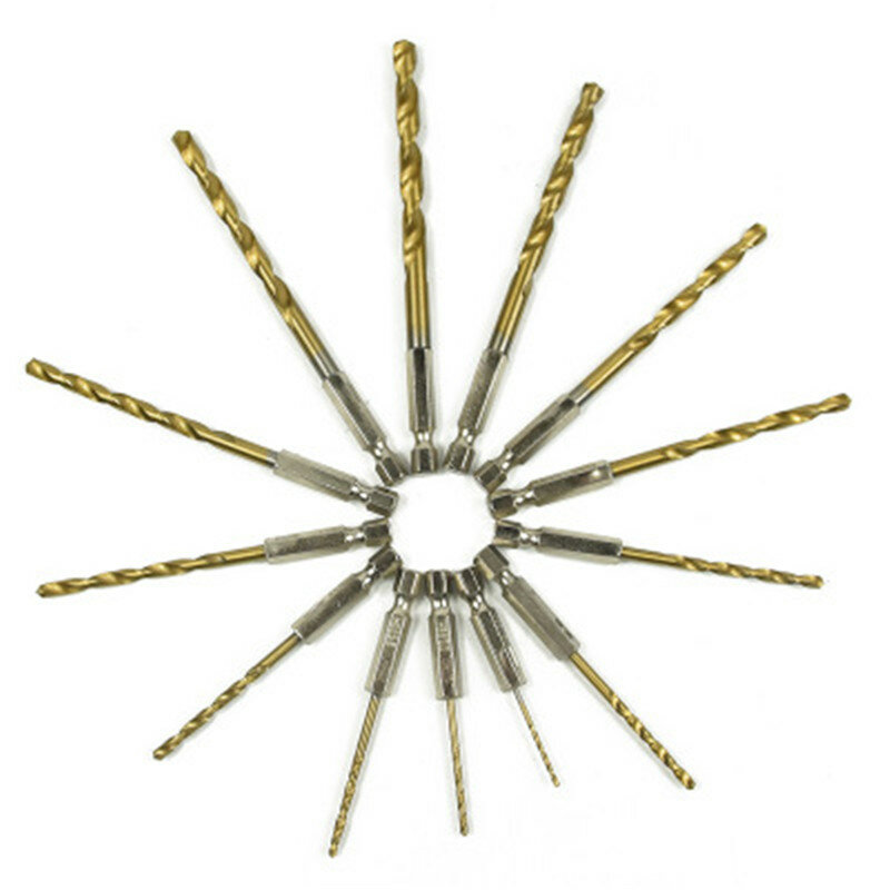 13 teile/los High Speed Stahl HSS Titan Beschichtete Bohrer Bit Set 1/4 Hex Schaft 1,5-6,5mm hartmetall twist bohrer bits