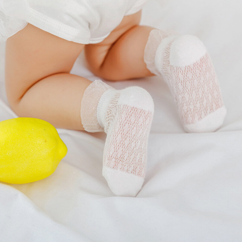 Детские носки, летние тонкие сетчатые Дышащие Детские носки из вискозы, хлопковые кружевные носки для девочек 0-1-3 лет, M13