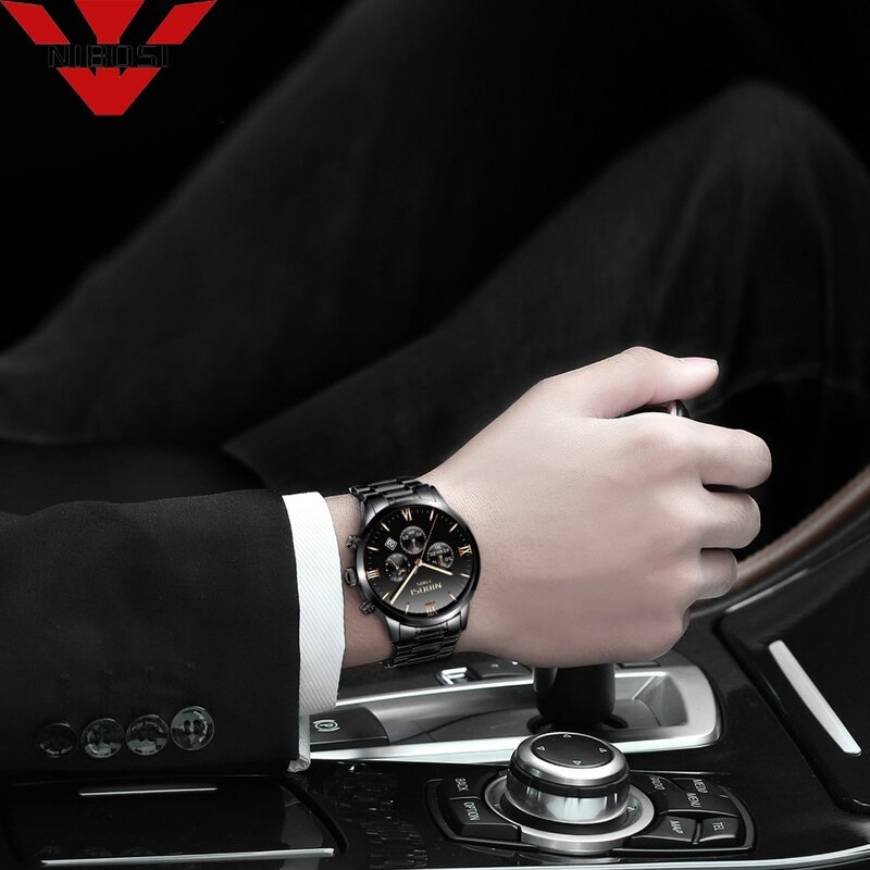 NIBOSI relojes para hombre marca de lujo impermeable banda de oro fecha reloj de cuarzo Casual de los hombres reloj de pulsera reloj deportivo Masculino