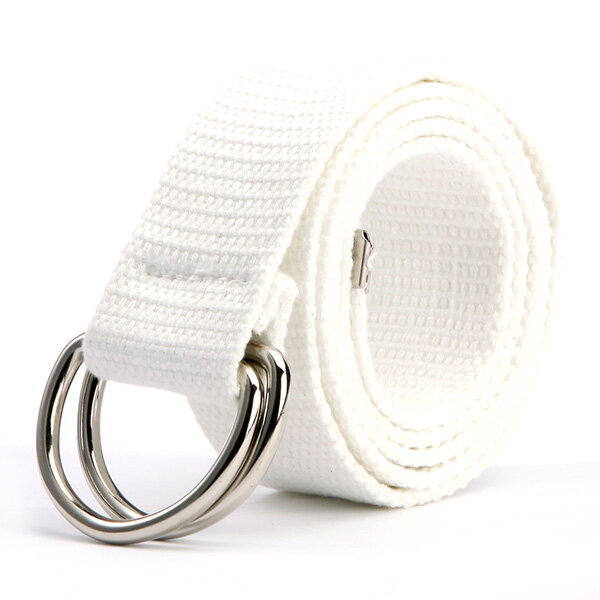 Cinturón de moda a la moda de 10 colores de lona con doble hebilla de anillo para hombre, cinturón tejido salvaje informal