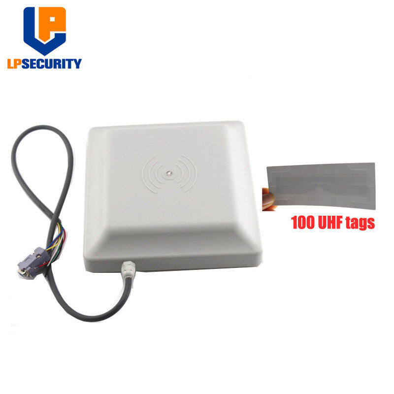 LPSECURITY-قارئ بطاقة RFID UHF ، 6 أمتار ، هوائي 8dbi RS232/RS485/WG26 100 ، بطاقات اختيارية لنظام وقوف السيارات