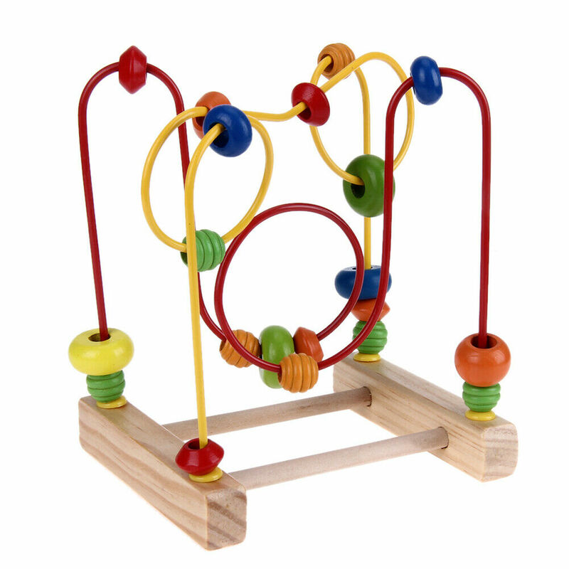 ألعاب خشبية ملونة صغيرة للأطفال ، متاهة الأسلاك التعليمية ، خرز دائري