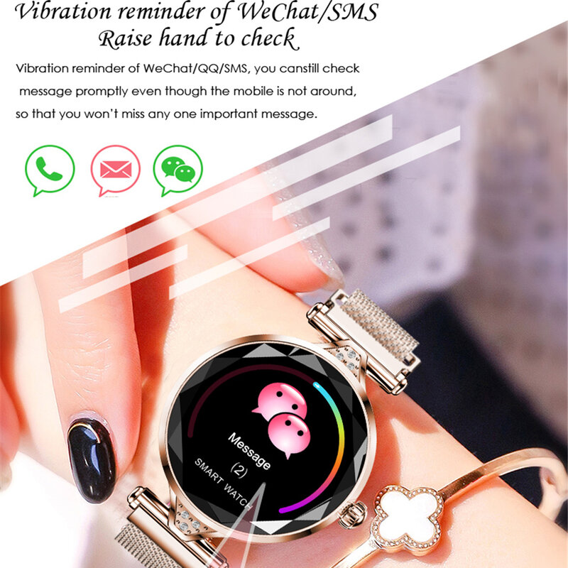 H1 Lady inteligentny zegarek moda kobiety oglądaj tętno tracker do monitorowania aktywności fizycznej kobiety Smartwatch Bluetooth wodoodporna inteligentna bransoletka.