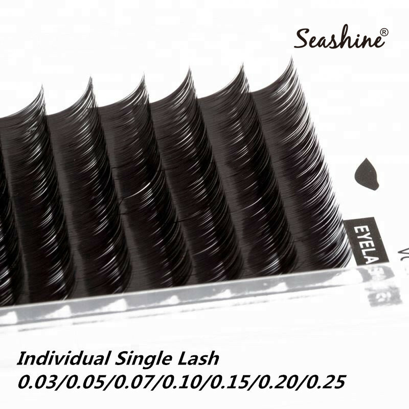 Seashine extensões de cílios individuais, extensões naturais macias para cílios postiços de alta qualidade com curvaturas de 0.05mm e espessura de mistura