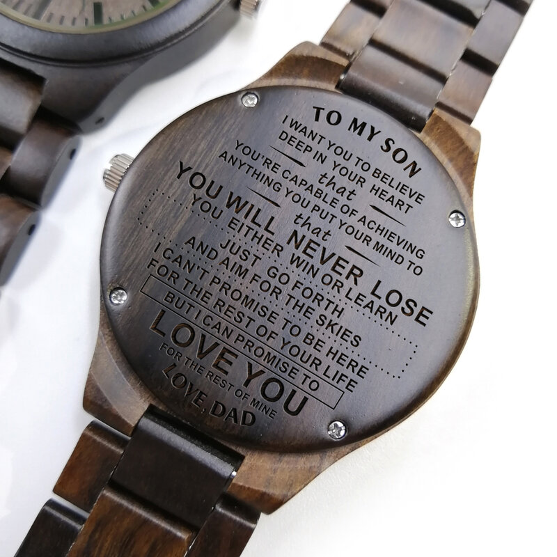 Z1814-ENGRAVED relógio de madeira para o meu filho te amo para o resto da minha