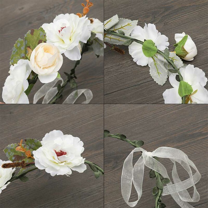 MOLANS Muti-color Simple Flower Hairbands for Women Small Solid Flowers Handmade Fabric Ribbons Wreath Accessories for Holiday