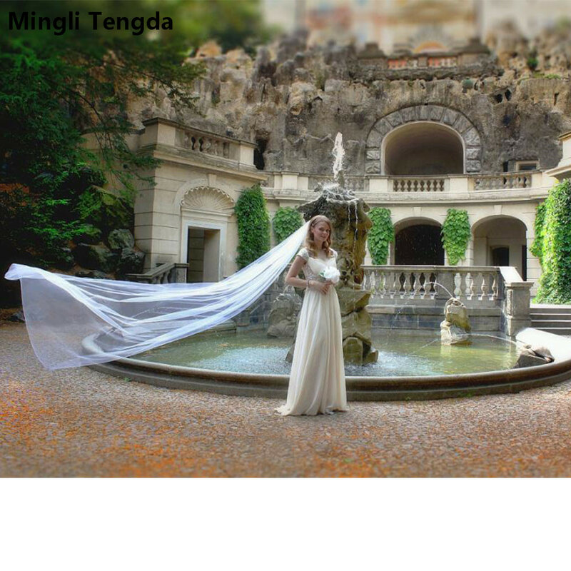Pernikahan Bridal Panjang 3 Meter Satu Lapisan Kerudung dengan Sisir Gading/Putih Elegan Pernikahan Aksesoris Velos De Novia Voile de Mariee