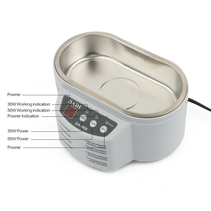 Mini nettoyeur à ultrasons, 30W/50W, 220V/110V, bain pour le nettoyage de bijoux, montres, lunettes, circuits imprimés