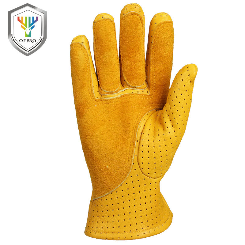 OZERO Summer Mens Goatskin Motorcycle Protective Gloves Outdoor sport Full Finger Cycling Mountain Bicycle accessories Gloves