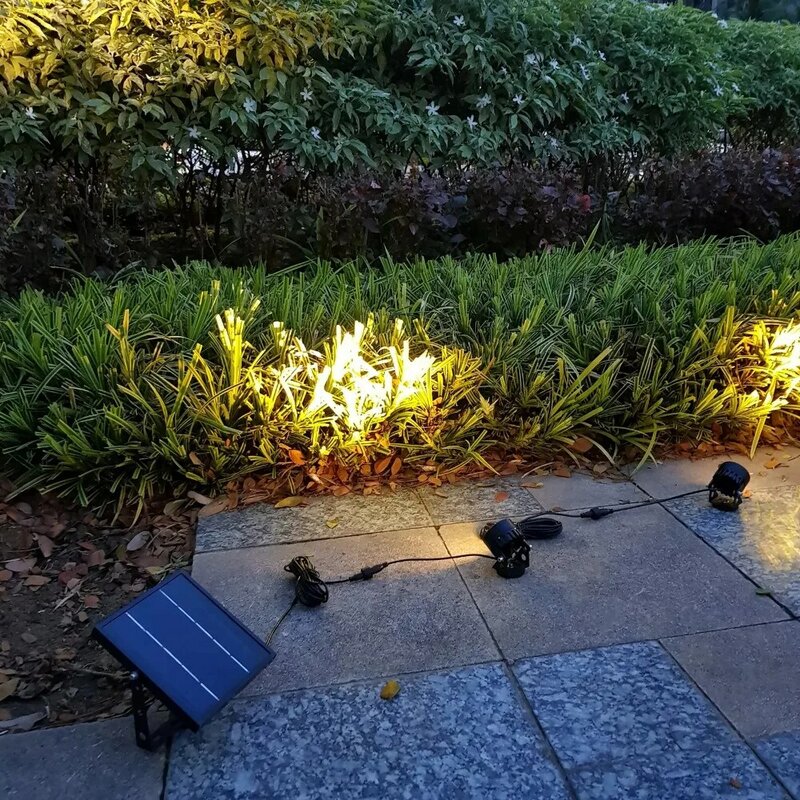 Legacy 50X Updated Twin Solar Powered LED Outdoor Landscape garden decoration Spotlight Waterproof 5m Cable  garden lamp