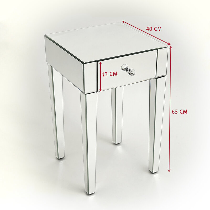 Panana Mirrored Glass Bedside Table with Drawer Glass Handles Mirror Fast delivery Bedroom Furniture Nightstand Fast shipping