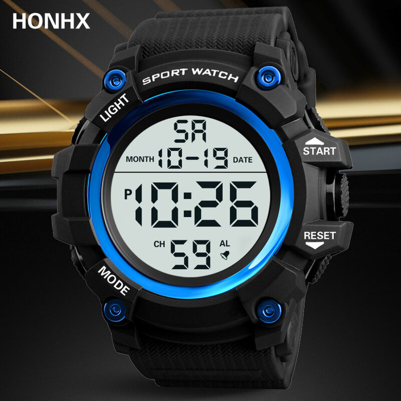 Honhx relógio militar esportivo masculino, relógio de pulso de borracha com data, militar, à prova d'água, 2019