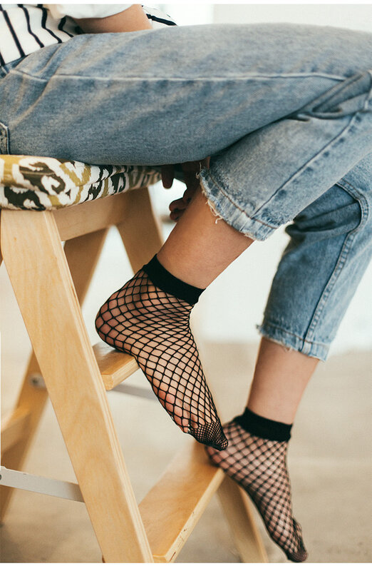 Diferentes estilos de meias de malha de arrastão femininas, meias curtas de renda sensual para mulheres tt090