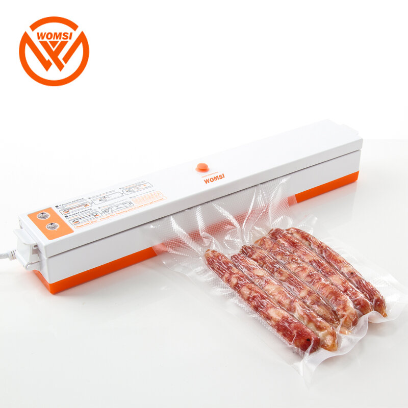 WOMSI Household Food Vacuum Sealer Packaging Machine Film Sealer Vacuum Packer Including 15Pcs Bags free