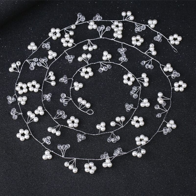 Diadema de Boda nupcial de moda, hecho a mano de perlas y cristales, accesorios para el cabello de boda, extensión de pelo para boda 2019