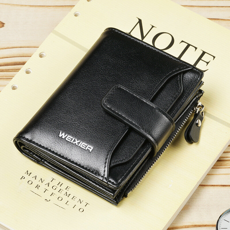 New Business men's wallet Short vertical Male Coin Purse casual multi-function card Holders bag zipper buckle