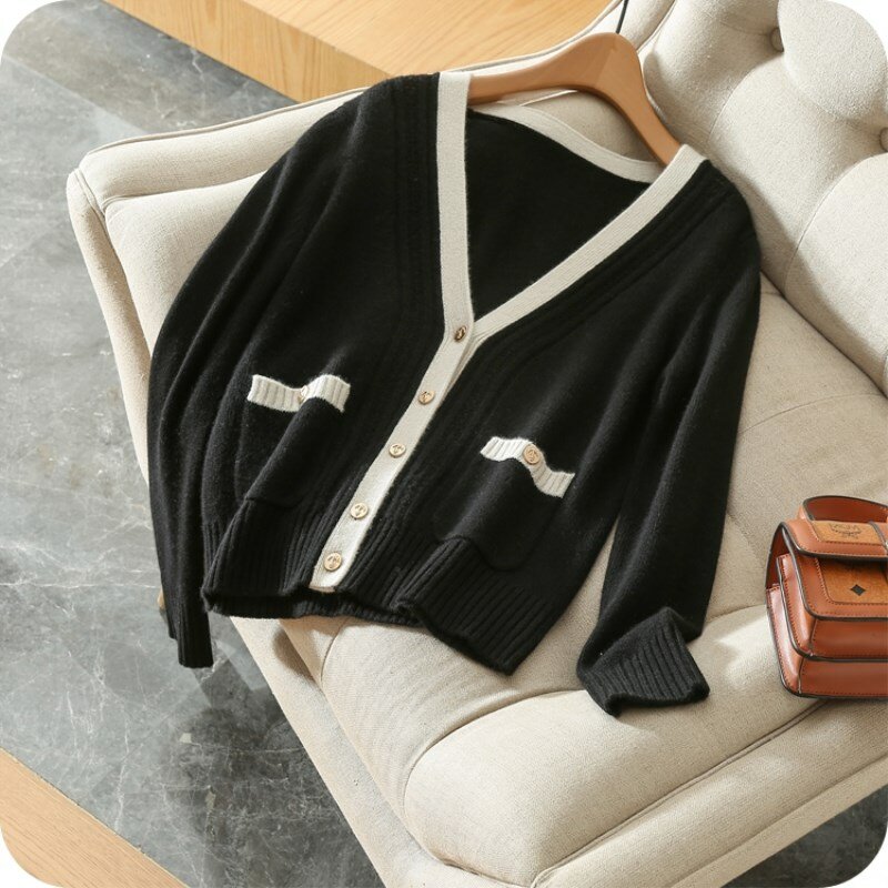 HZYRMY en Najaar Nieuwe vrouwen Kasjmier Vest V-hals Losse Knit Jacket Mode Zachte Hoge Kwaliteit Trui Korte Vest