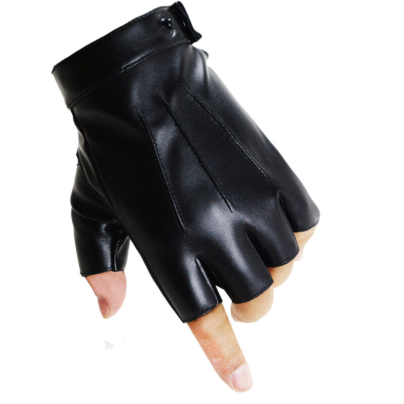 Women Dancing Performance Gloves Outdoor Cycling Driving Fitness Leather Gloves Fingerless PU Gloves Guantes de Cuero