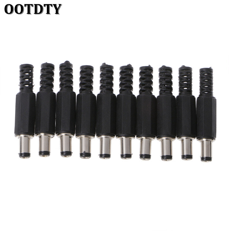 OOTDTY, 10 Uds., 5,5x2,5mm, 5,5x2,1mm, conector DC macho en línea, adaptador de conector Jack, cubierta de plástico de enchufe