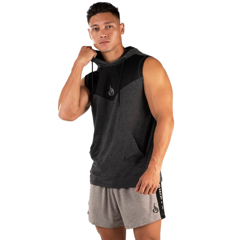 2021 hot new  Bodybuilding  sleeveless hoodie gyms tank tops for men singlets shirt cotton fitness sporting clothing