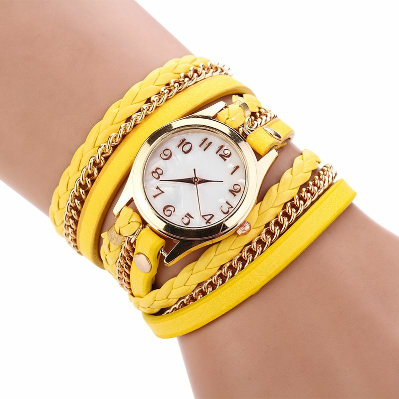 PU skórzane bransoletki z zegarkiem kobiet kwarcowe zegarki na rękę 1PC Vintage osobowość okrągły w kształcie kwarcowy zegarek na rękę