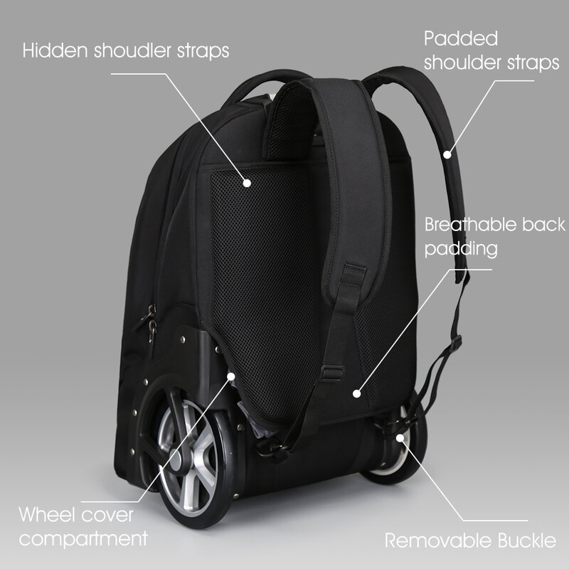 Aoking Men 'S ABS รถเข็นกระเป๋าเดินทางกระเป๋าขนาดใหญ่ความจุกระเป๋ารถเข็นกันน้ำ Carry-On กระเป๋าธุรกิจกระ...