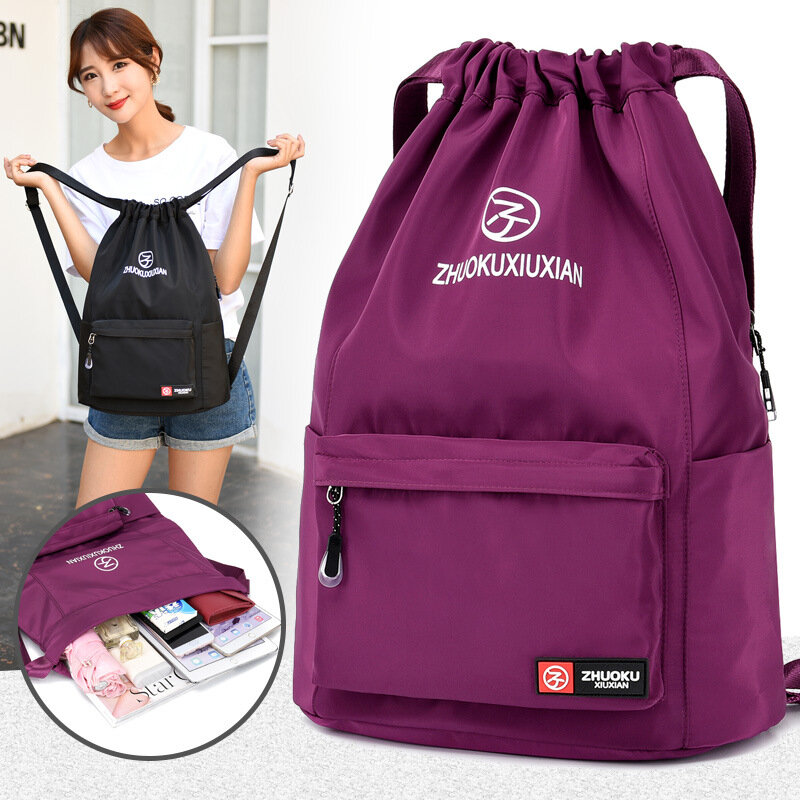 Bolsa de gimnasio impermeable para mujer, bolso deportivo de viaje con cordón, mochila para entrenamiento al aire libre, natación y Fitness