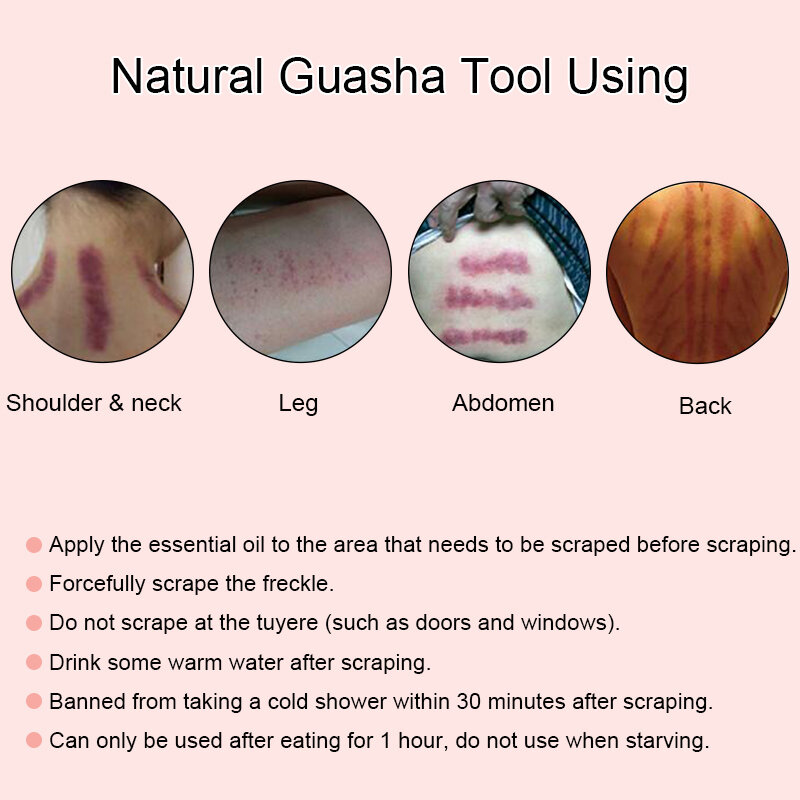 Rose Quartz Jade Guasha Board หินธรรมชาติ Scraper เครื่องมือสำหรับใบหน้าคอกลับความดัน Therapy