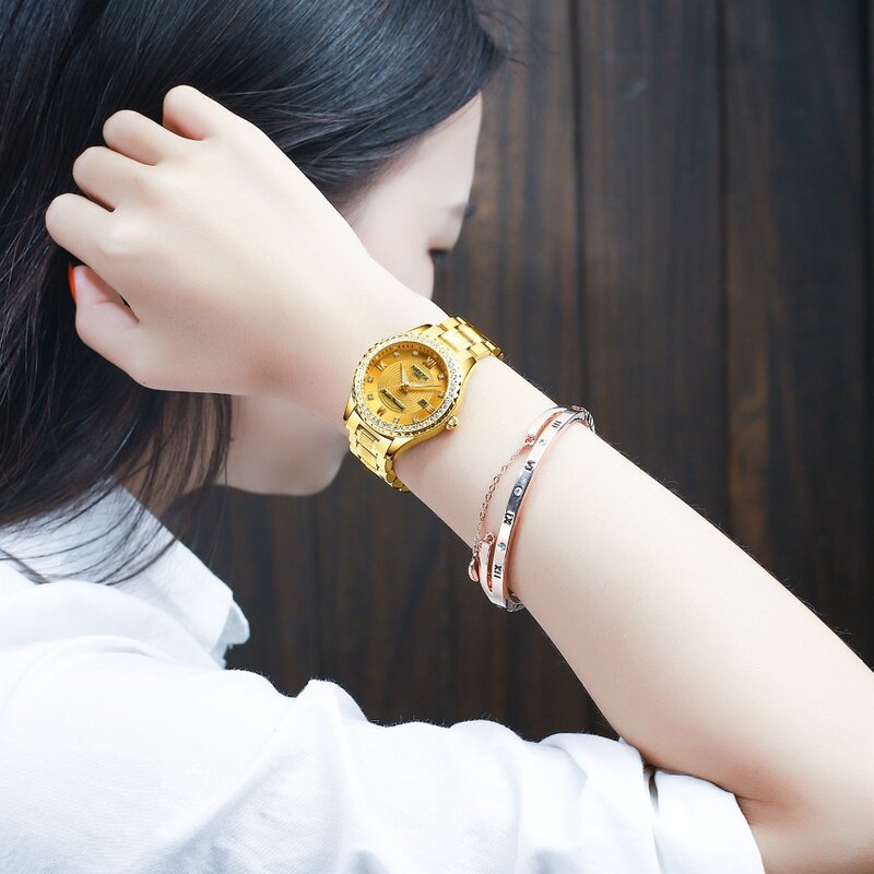 Nibosi marca de luxo relógio casual masculino moda completa aço inoxidável relógio amante à prova dwaterproof água quartzo relógio de pulso relogio masculino