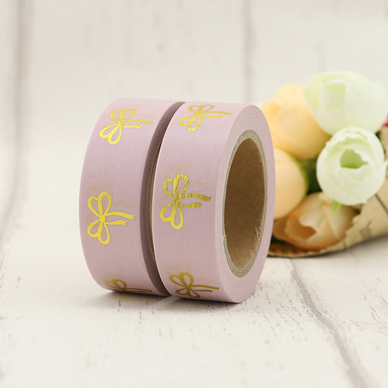 NEW 1X 15mm*10m Red Cupid Bow Foil Washi Tape Wide Note Masking Tape School Office Supplies Paper Tape For DIY Making