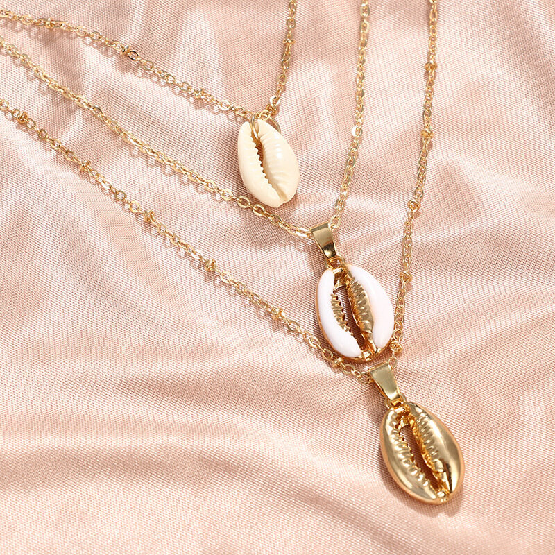 Trzy warstwy wisiorek z muszli naszyjnik naturalne powłoki złota kobiety najlepszy przyjaciel 2021 moda Cowry Choker naszyjnik czeski biżuteria