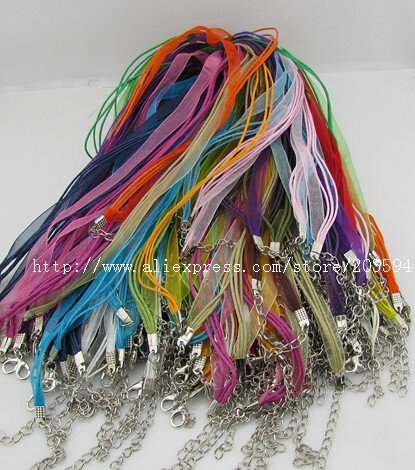 Colar de fita organizador com fecho lagosta, colar de cores sortidas ajustável com fecho lagosta para fazer joias diy de 10 tamanhos 17-19