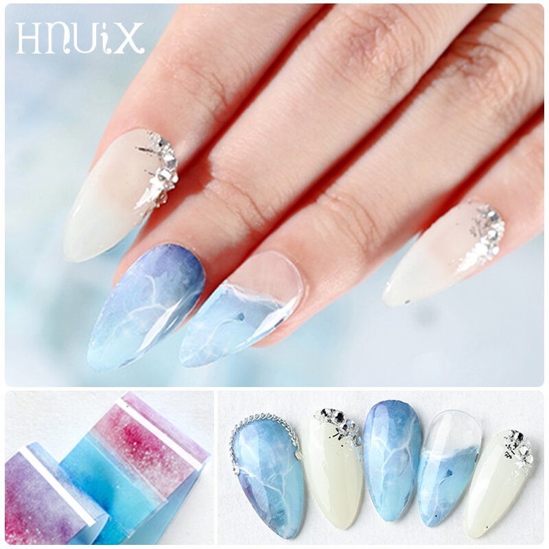 HNUIX – papier transfert pour vernis à ongles, 10 couleurs, autocollant adhésif, arc-en-ciel, étoile, style japonais, en vogue