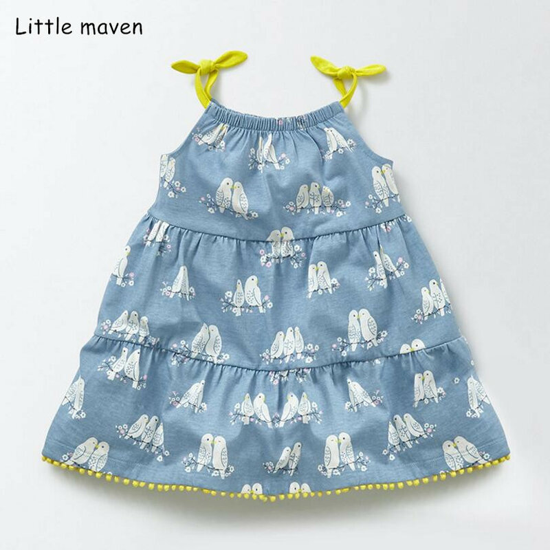 Little maven 2019 nieuwe zomer baby meisjes merk jurk kinderen katoen aimal star print mouwloze zonnejurk