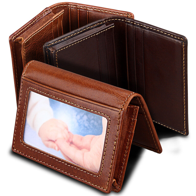 BONAMIE Hohe Qualität Aus Echtem Leder Visitenkarte Halter Für Mann Brieftasche RFID Frauen Geldbörse Große Kapazität Kreditkarte Halter