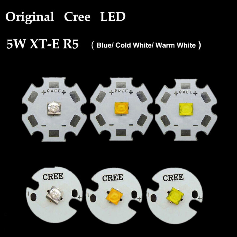 Cree-lanterna de led, original, xpe 2 xre, q5, xte, xpg 2, t6, l2, xhp50, xhp70, branco quente, frio, vermelho, azul, verde, com base para luz