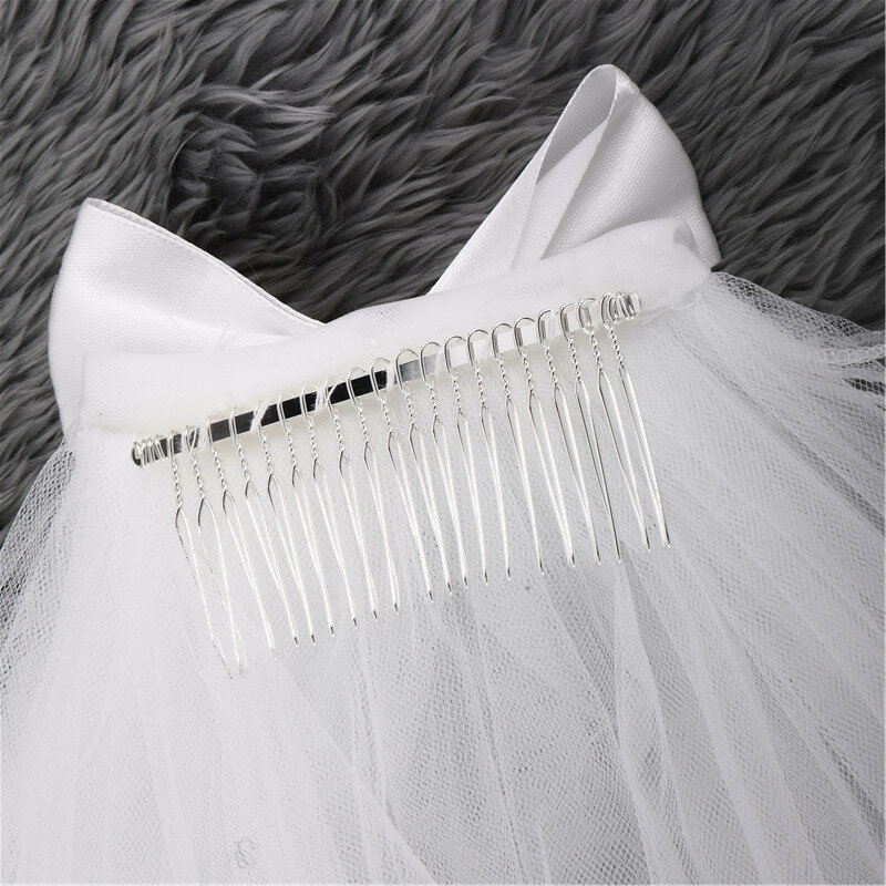 Elbow Length Short Bridal Veils With Comb Multi 4 Four layer Tulle Pearls Wedding Veils White Ivory Elegant Voile Mariage JVA006